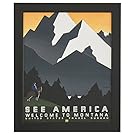 Rivet Vintage U.S. Parks Montana Poster, Black Barnwood Frame, 19" x 23"