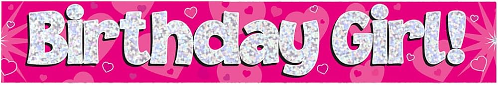 OakTree 9ft Birthday Banner Girl Pink Holographic New Decor