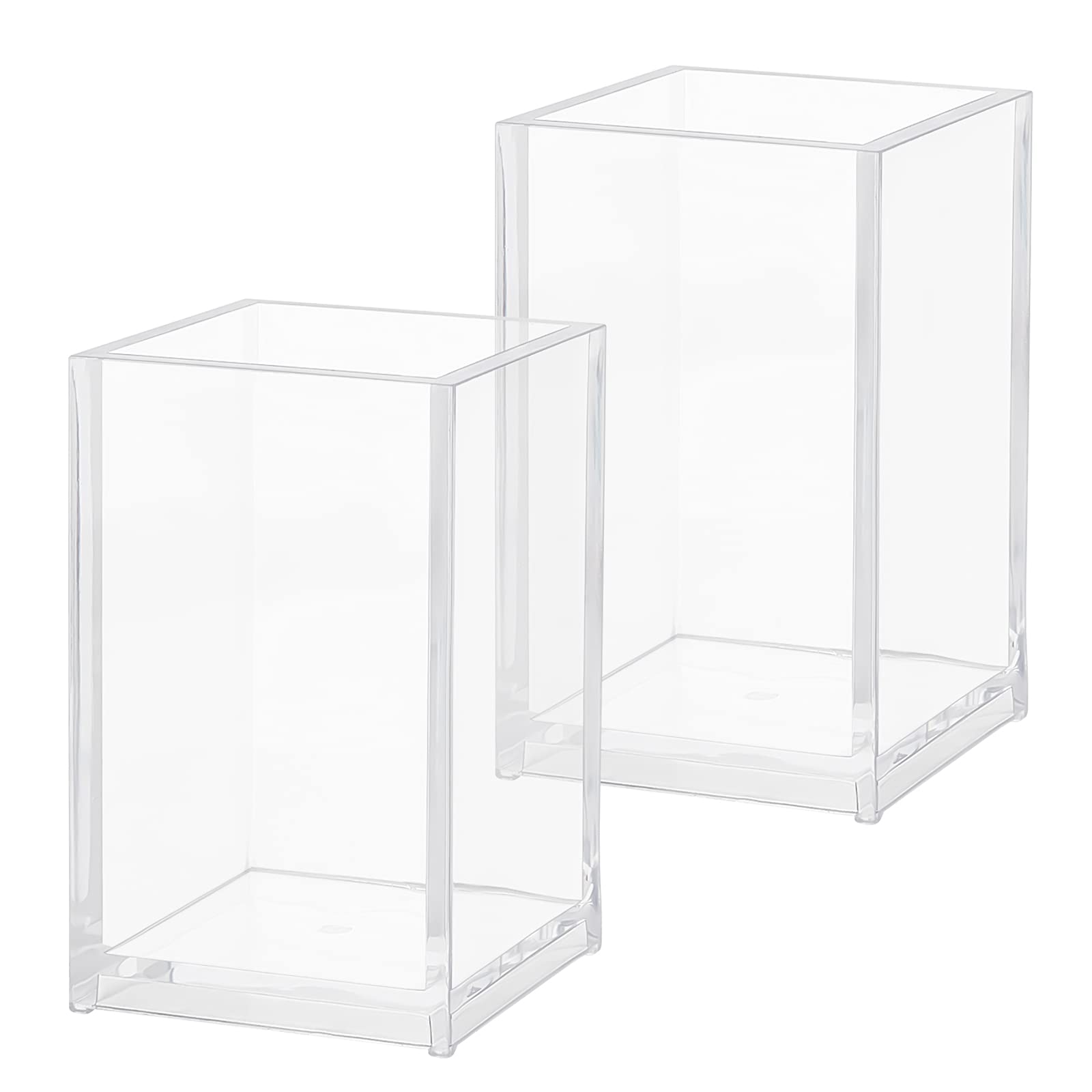 NBEADS 2 Pcs Acrylic Pen Holders, Clear Pencil Holder Make up Brush Holder Pen Pot Organizers Pen Cup Container Pencil Storage Basket for Home, Office, Desk, Stationery Storage, Decoration