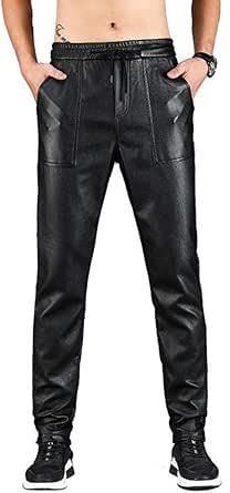 pu leather joggers