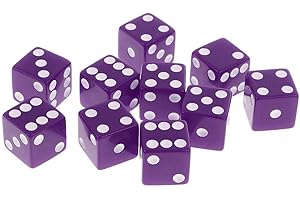 B Baosity Set of 10 Colorful Six-Sided Dice for Tabletop Fun, Dark Purple, 1.6cm