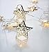 Velice Battery Operated Warm White LED Fairy Lights 10 Metal Star String Decoration Light for Festival Halloween Christmas Party Wedding (Silver)