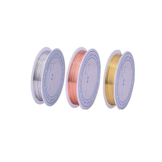 Perlendraht, Durchmesser von 0,2 mm bis 1,0 mm, 3 Stück, anlaufgeschützt, Kupferdraht für Bastelarbeiten und Schmuckherstellu