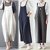 Celmia Womens Casual Loose Bib Baggy Overalls Jumpsuit Pants Plus Size Cotton Romper