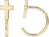 PAVOI 14K Gold Plated 925 Sterling Silver Posts Cross Earrings for Women | Small Religious Faith Cubic Zirconia Cross Studs Huggies Earrings