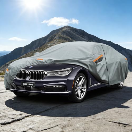 Kayme Car Cover Durable, Waterproof and Breathable, Suitable for BMW 5 Series Sedan, Full Garage Tarpaulin to Protect from Sun and Dust, Car Tarpaulin, Folding Garage Guda
