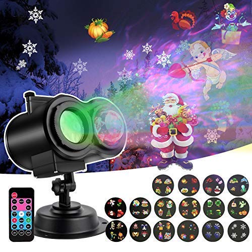 Ocean Wave Christmas Projector Lights - Wave Projector Light with 16 Slides Pattern 2 in 1 for Christmas Halloween Party Holiday Bedroom Garden Tree Lawn Yard