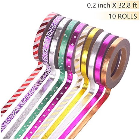 Hot Bear Crafts Tape Multicolor Creative DIY 10 Rolls 0.2 inch, 32.8 ft