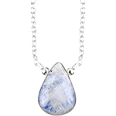 NJCRAFT Pear Natural Cabochon Necklace for Women | Handmade Gemstone Pendant | 8–14 mm Stone | Chain 16+2 Inch Adjustable