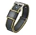 20mm Slate Grey/Tan Edges - BARTON Elite NATO® Style Watch Strap - Stainless Steel Buckle - Seat Belt Nylon Watch Bands
