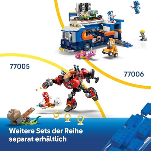 Sonic the Hedgehog Knuckles vs. Dr. Eggmans Egg Crusher Mech - Kreatives Spielzeug mit 2 Minifiguren, Ringe & Chaos Emeralds - Gamer Geschenk Jungen & Mädchen ab 8 Jahren - 77005