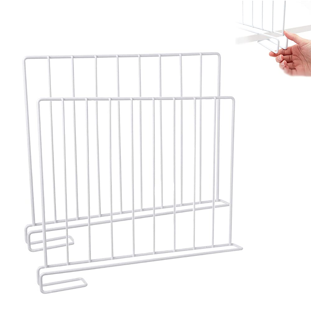 2 Pieces Metal Shelf Dividers, Storage Partition Board, Practical Shelf Dividers, Wire Shelf Dividers, for Storage and Organization in Bedroom, Bathroom, Kitchen and Office Shelves (12.8 * 10.8 inch)