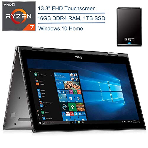 2019 Dell Inspiron 7000 2-in-1 13.3″ FHD Touchscreen Laptop Computer, AMD Quad-Core Ryzen 7 2700U up to 3.8GHz(Beats i7-7500U), 16GB DDR4, 1TB SSD, HDMI, Windows 10 + EST 500GB External Hard Drive