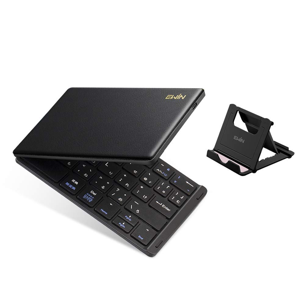 Ewin 最新型 キーボード Bluetooth 日本語配列 折りたたみ式 ワイヤレス ブルートゥース 薄型 無線 USB充電式 iOS/Android/Windows/Macに対応 パソコン用 スタンド付 ノートPC/iPad/iPhoneに対応商品画像