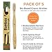 Natural Classic Bamboo Toothbrushes (Pack of 5) for Adults With Soft Bio-Based Nylon Bristles - Individually Packed & Numbered, Organic Compostable Plastic Free Packaging