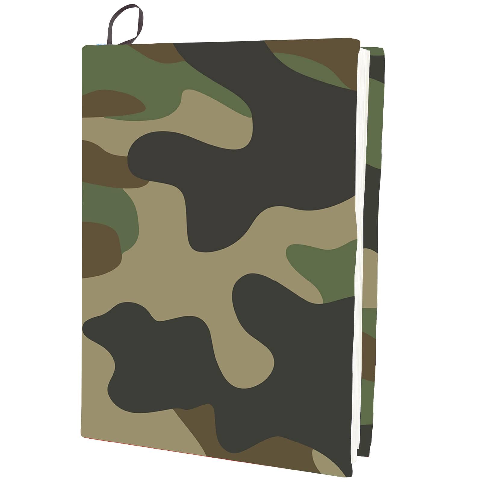 CRASPIRE Camouflage Stretchable Book Cover Army Green Washable Reusable Large Nylon Polyester Book Protector Elastic Notebook Wraps Suitable for Most Hardcover Books Students