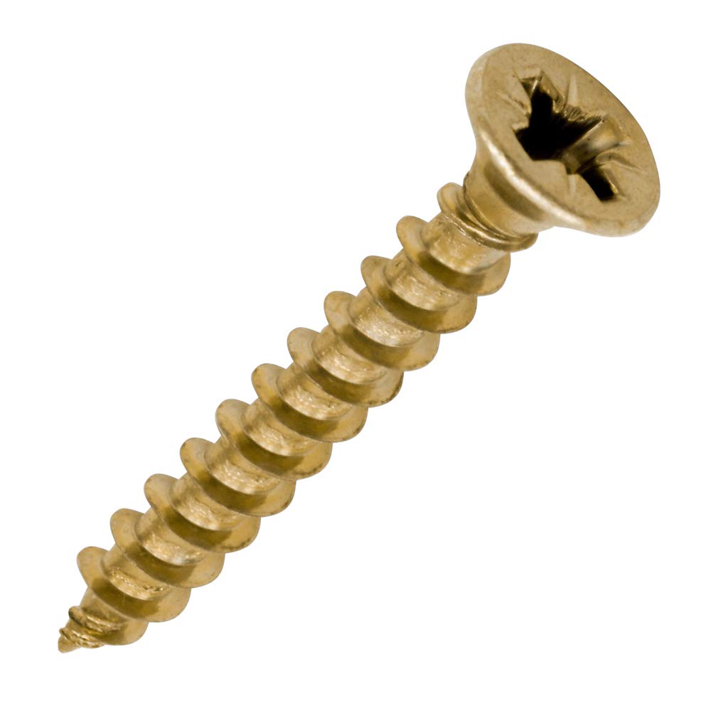 TIMCO Solo Chipboard & Woodscrews - Gold - 4.0 x 30 - Box of 200 - A Single Thread woodscrew mainly Used in Various Types of Timber and Man-Made Boards or into Masonry with The use of Plastic Plug — image 1