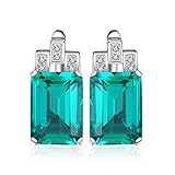 JewelryPalace Luxury 7.6ct Nano Russian Simulated Emerald 925 Sterling Silver Hoop Earrings