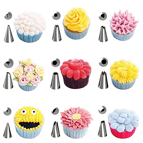 LetGoShop Cake Decorating Tools Kit 38 in 1 Set include 32 Frosting Icing Cream Nozzle Tips 2 Reusable Silicone Pastry Bags 2 Plastic Couplers 2 Flower Nails Home Kitchen Baking Supplies - Thumbnail 4