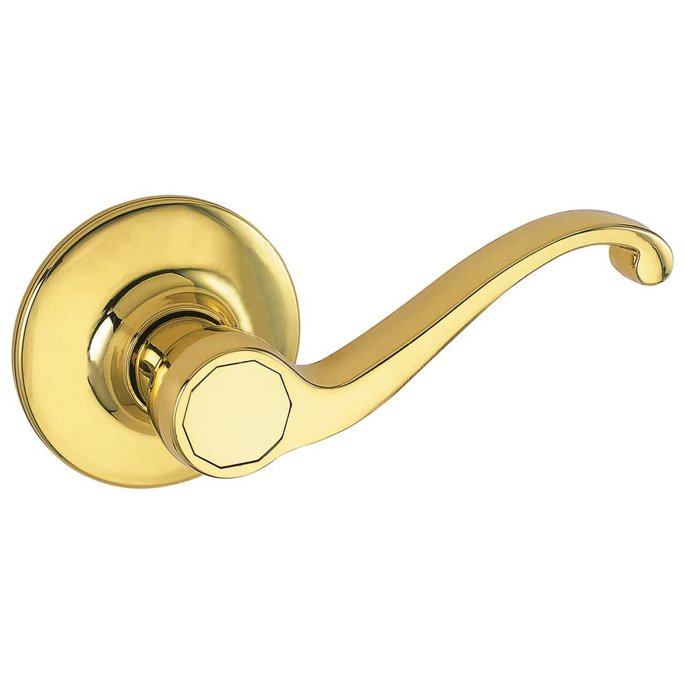 Design House 775338 Scroll Dummy Door Handle, Reversible for Left or Right Handed Doors, Polished Brass Finish
