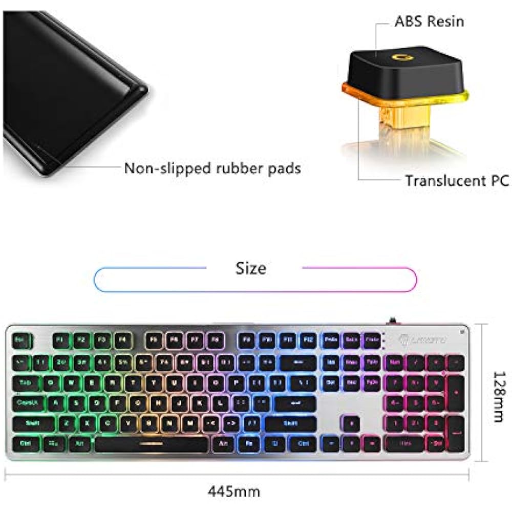 LANGTU Gaming Keyboards Membrane Keyboard, Colorful LED Backlit Quiet