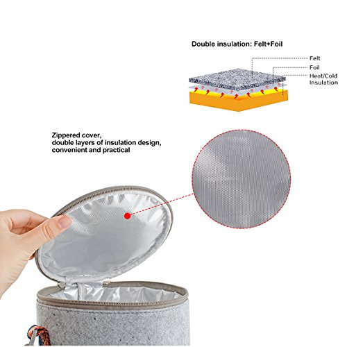 Unichart Stainless Steel Square Lunch Box Insulated Lunch Bag Lock Container Bag Spoon and Chopsticks Set Food Storage Boxes for work and school (3-Tier) (round lunch bag) - Thumbnail 5