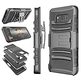 Galaxy S8 Case, Samsung S8 Holster Belt, Tekcoo [Hoplite] Shock Absorbing [Black] Locking Clip Defender Heavy Full Body Kickstand Carrying Armor Cases Cover for Samsung Galaxy S VIII (5.8 inch)