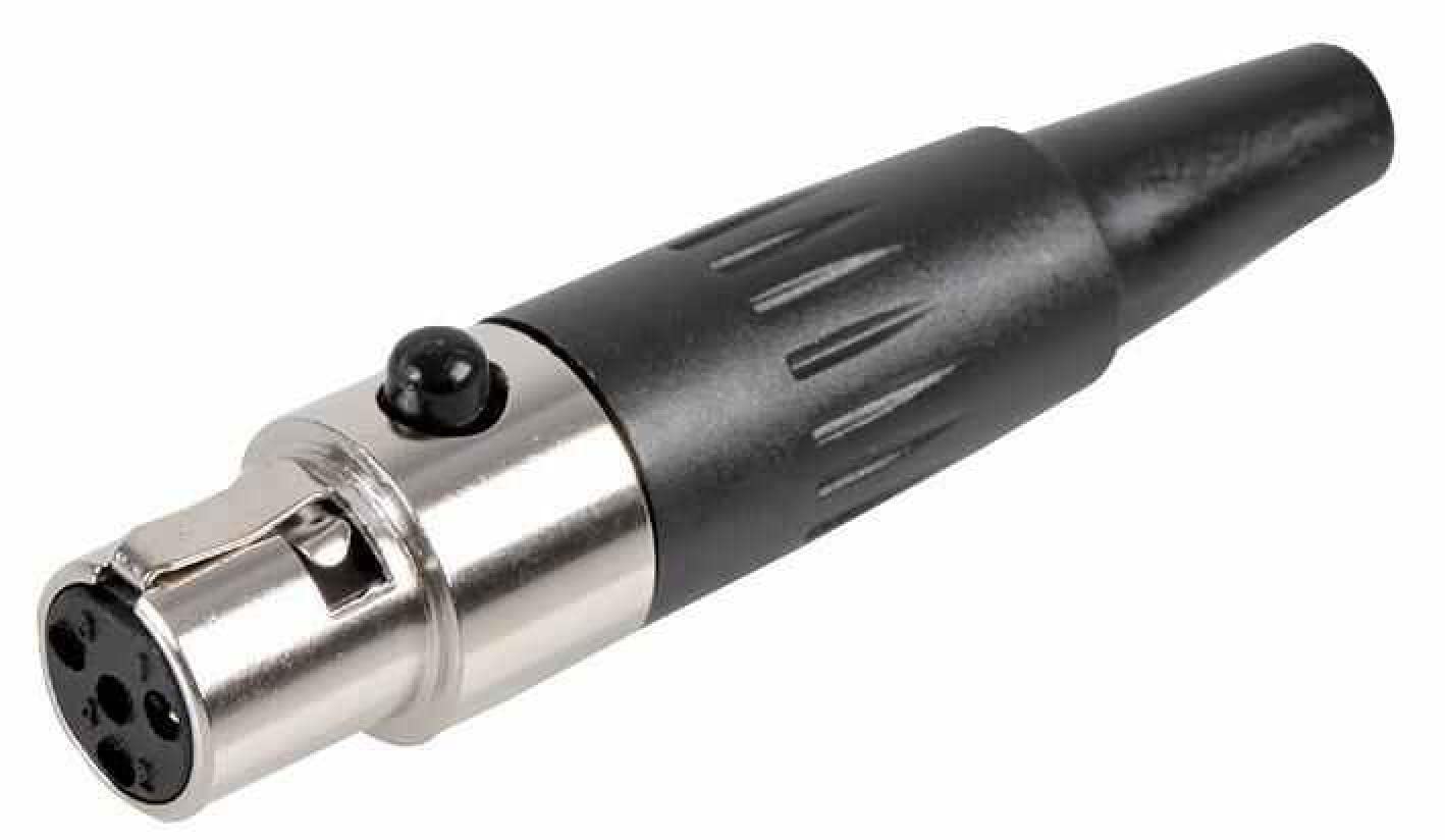 PULSE 4‑Pin Mini‑XLR In‑Line Socket – Metal Body Connector with Rubber Strain Relief, Nickel‑Plated Contacts – PLS00218