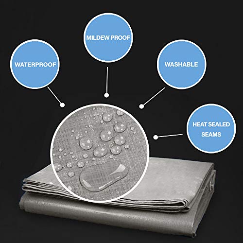 Toolman 9 x 12 Feet Gray Multi Purpose Waterproof Poly Tarp Cover 5 Mil Thick 8 x 8 Weave QTHT003A