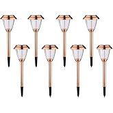 Voona Solar Lights Outdoor - 8 Pack Copper Garden Walkway Lights Solar Powered Waterproof for Garden, Lawn, Yard, Pathway