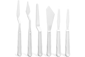 MOZEAT LENS 6Pcs Plastic Spatula Palette Knives, Palette Knife Set Thin and Flexible Art Knife Tools Pallet Knife for Acrylic Paint Painting Knife Mixing,Spreading,Scratching,Layering Colors,Watercolor Painting