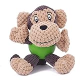 EETOYS Monkey Dog Toys, Plush Toys,Squeaky Toys with Chew Guard Rubber Ball Interactive Dog Toys