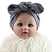 Unisex Baby Hat Infant Baby Girls Cotton Turban Headband Beanie Hat with Bow (Gray)