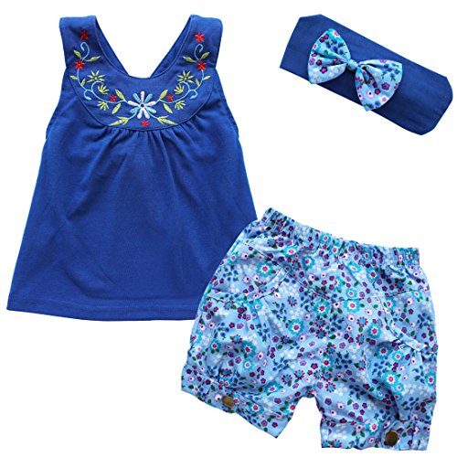 iEFiEL Baby Girls Toddler Shorts Set Flower Costume with Headband 3pcs