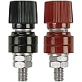 1/4" Copper Remote Battery Terminal Stud Connector, Ampper M6 Battery Binding Post Junction Post Block Terminal Kit, Pack of 2 (Red and Black)