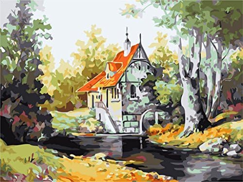 Diy Home Decor Digital Canvas Oil Painting By Number Oil Paintings On Canvas Wall Art-Country Villa 16X20 Inches (Frameless)