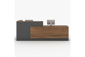 YTElantivo L-Shaped Reception Desk with Counter and Lockable Drawers and Storage,Modern Front Desk Reception Counter for Checkout, Lobby, Beauty Salon (Iron Grey_D, Right_71*24 * 41IN)