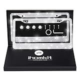 Glass Diamond Car License Plate Frame,Luxury Handcrafted Bling White Rhinestone Premium Stainless Steel License Plate Frame with Giftbox.AA SS16 Glitter Crystal (Glass Diamond Rhinestone)