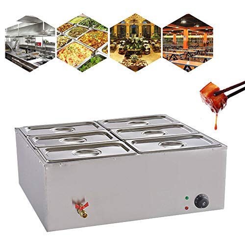 WINUS Commercial Electric Food Warmer Steam Table Steamer Bain-Marie Buffet Countertop 6-Pan for Catering and Restaurants US Stock