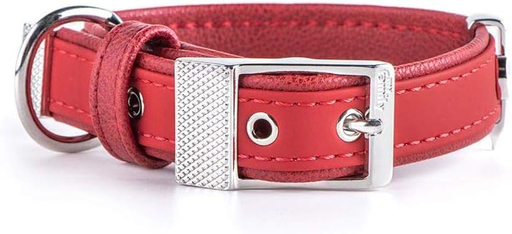 Myfamily faux leather Collar Made in Italy Bilbao Collection, Red, 37-45 cm