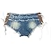 Soojun Women's Low Rise Side Straps Cheeky Mini Denim Shorts Clubwear, US 4-6, Style 1
