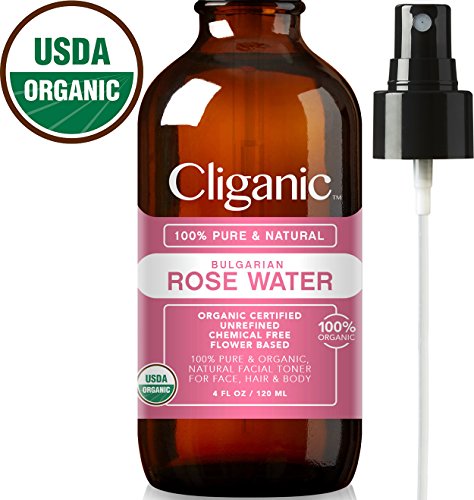 Cliganic USDA Organic Rose Water Spray Toner for Face & Hair, 100% Pure (Large 4oz) - Natural Rosewater Facial Mist Moroccan Petal Flower - Certified Organic | Cliganic 90 Days Warranty Cliganic USDA Organic Rose Water Spray Toner for Face & Hair, 100% Pure (Large 4oz) - Natural Rosewater Facial Mist Moroccan Petal Flower - Certified Organic | Cliganic 90 Days Warranty