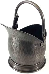 SK Style Large Pewter Helmet Coal Scuttle Bucket Shovel Fireside Log Holder view 2