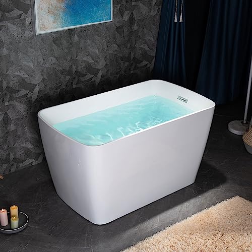 WOODBRIDGE 48" Acrylic Freestanding Square Shape Janpanese Soaking Tub with Pre…