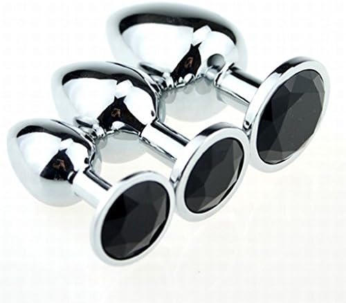 PLA93OE 3Pcs Stainless Steel Diamonds Funny Plug Round Base Toys for Beginner Couple - Black