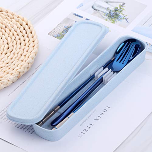 Do Buy 3 PCS Stainless Steel Travel Camping Flatware Set Fork Spoon Chopsticks with Portable Case - Thumbnail 2