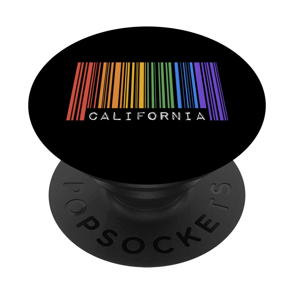 Gay Barcode California Pride LGBTQ Trendy Rainbow Gay Flag PopSockets Swappable PopGrip