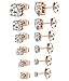 Thunaraz Stainless Steel Stud Earrings for Women Round Cut Cubic Zirconia Earrings Set 6 Pairs 3mm-8mm Rose Gold Tone
