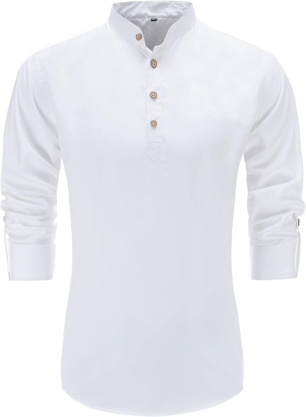 Dioufond Mens Henley Shirts Long Sleeve Mandarin Collar Popover Shirts