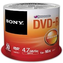 Sony 50DMR47SP 16x DVD-R 4.7GB Recordable DVD Media - 50 Pack Spindle